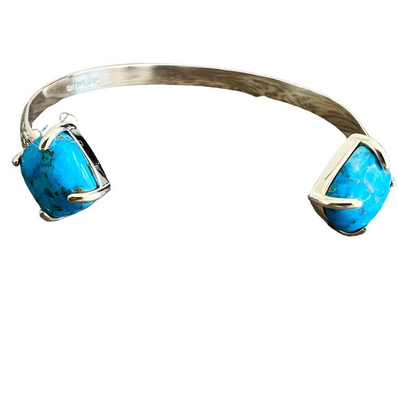 Chic and Elegant Gold Tone Cuff Bracelet with Turquoise Detail - Picture 1 of 7